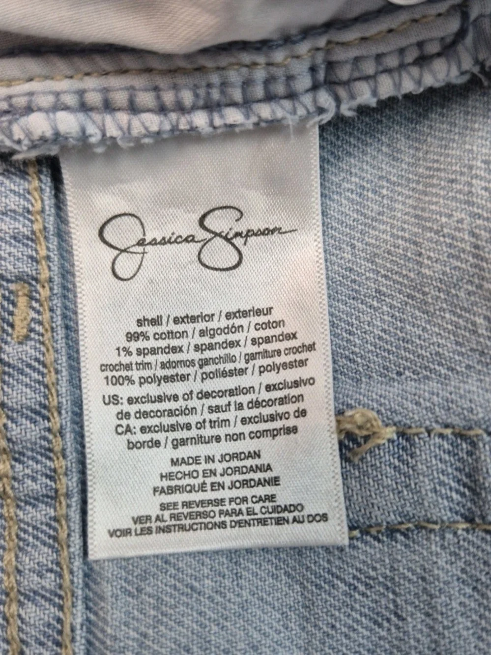Jessica Simpson Hug Me Jean Shorts Buttercup Size 30 Frayed Button Fly Blue 31 - Picture 5 of 13